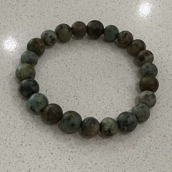 African Turquoise Jasper and Glass Bead Bracelets - Picture 3 of 5